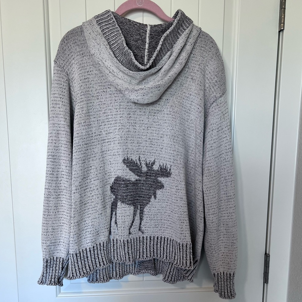 Vintage Binghamton Knitting Co Inc Hooded Cardigan Moose Made in USA Sz XL - Picture 6 of 13